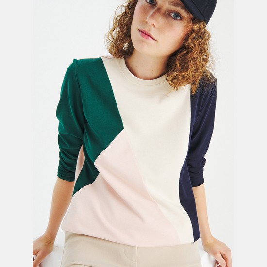 Aigle The Eco-designed, Colour-block Long-sleeved T-shirts Women White/Pink/Green/Navy ZA-05482